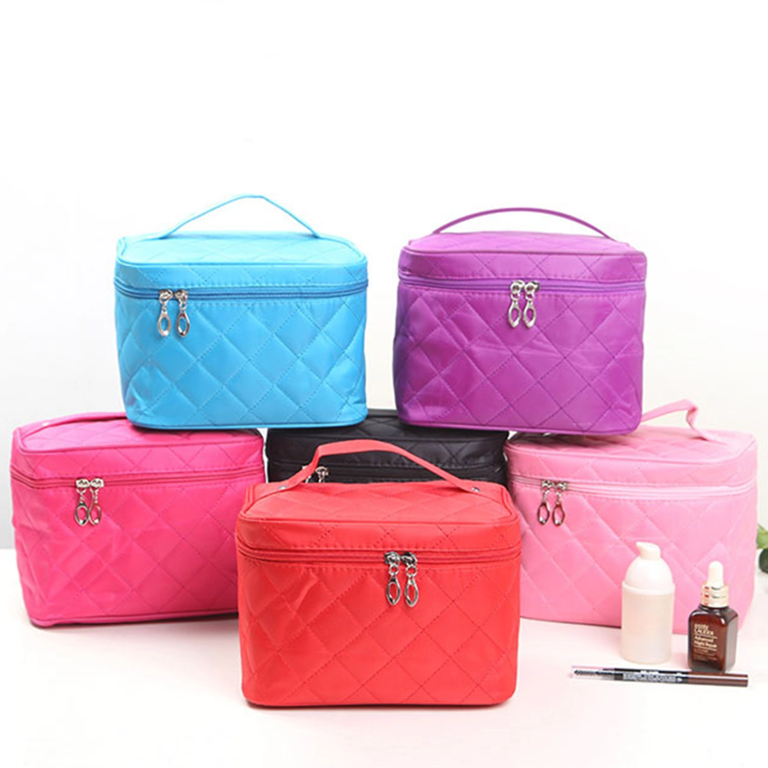 Makeup Bag Crushing Resistance Convenient Polyester Travel Train Makeup Organizer for Indoor