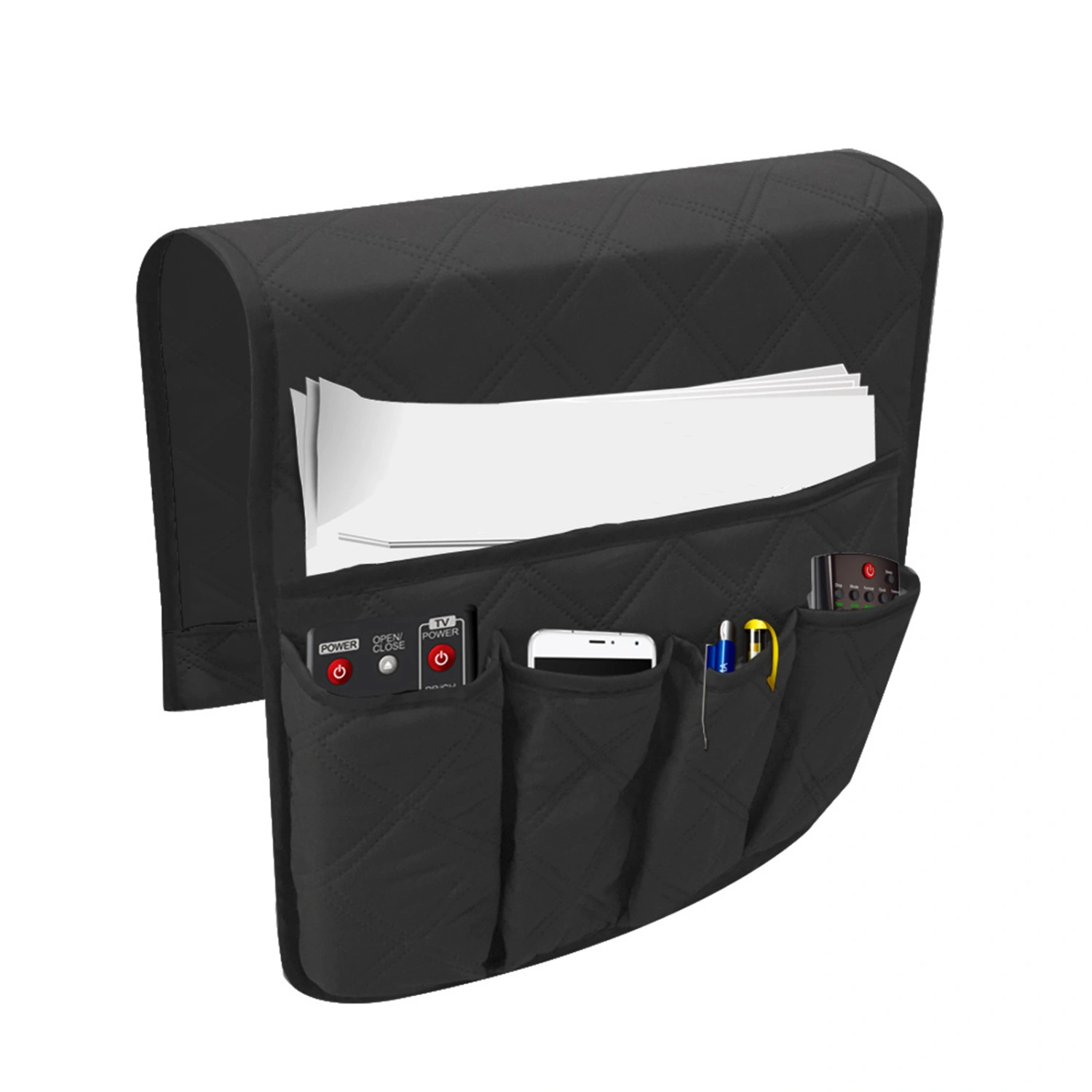 Couch Hanging Caddy Large Capacity Anti-deformation Polyester Remote 5 Grids Control Sofa Hanging Caddy Household Supplies