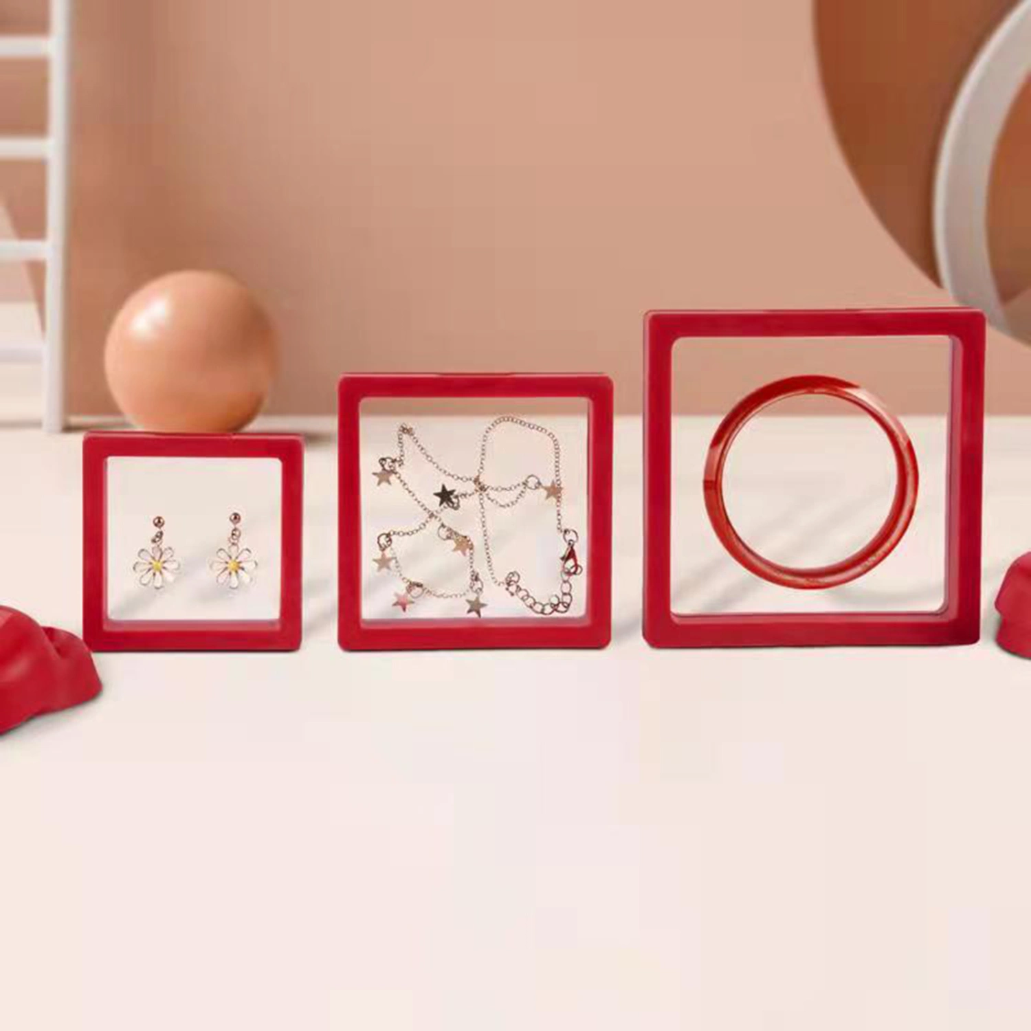 1 Set Ring Display Box Round Edge Visual Effect Plastic Practical Dustproof Necklace Display Holder for Home