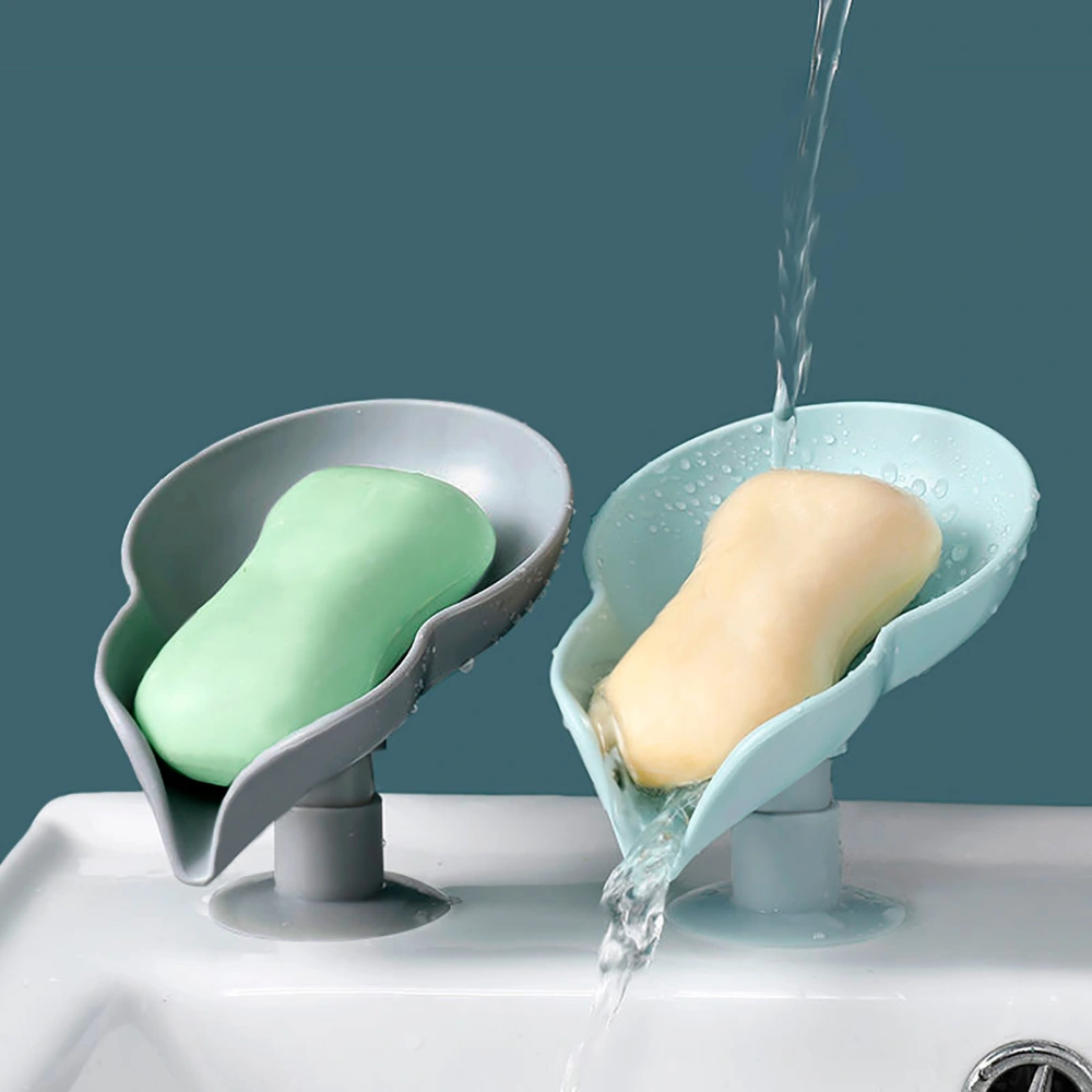 2Pcs Soap Dish Non-slip Suction Cup Lotus Leaf Shape Exquisite Bathroom Shower Soap Tray for Kitchen