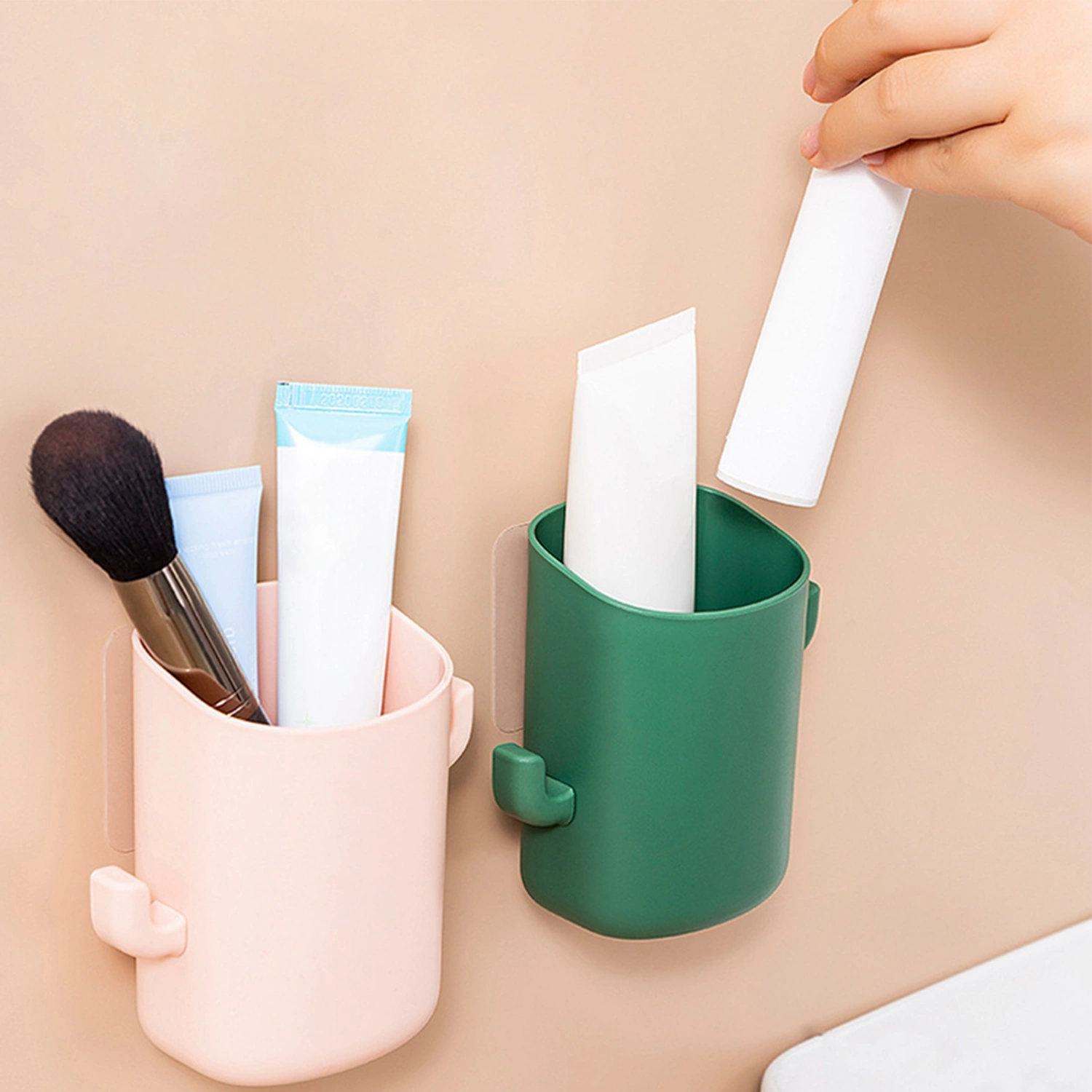 Toothbrush Holder Wall-Mounted Self Drain PP Cactus Rack Toothbrush Storage Rack for Bathroom