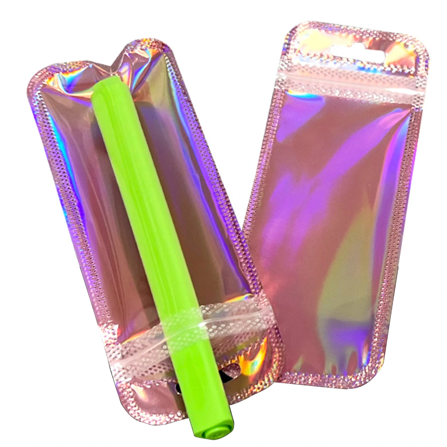 50Pcs Holographic Bag Iridescent Leak-proof Waterproof Good Sealing Space-saving Jewelry Storage Plastic Clear Zippered  Self Sealing Bag for Women