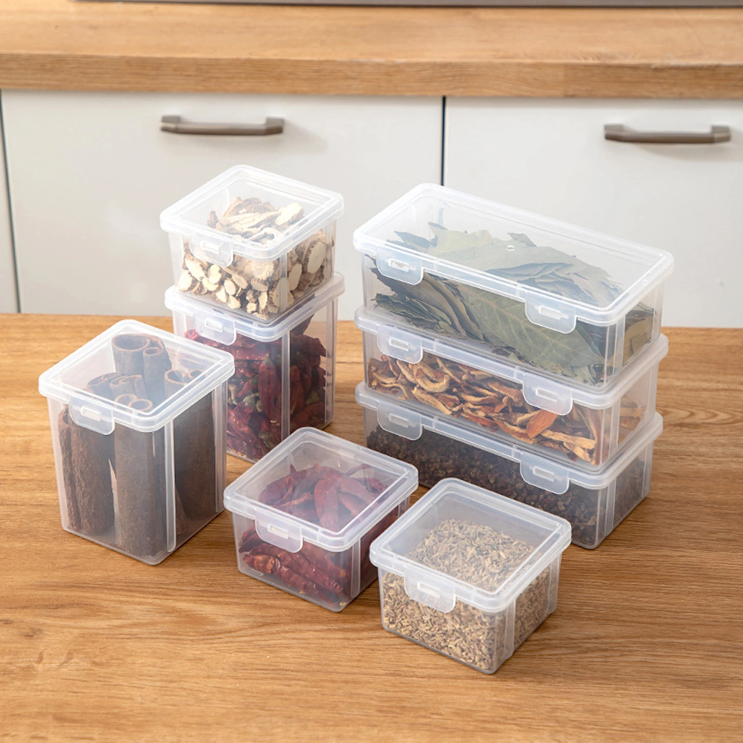 Airtight Box Good Sealing High Capacity Moisture Proof Transparent Visible Spices Dry Fruit Tea Jar Storage Container for Home
