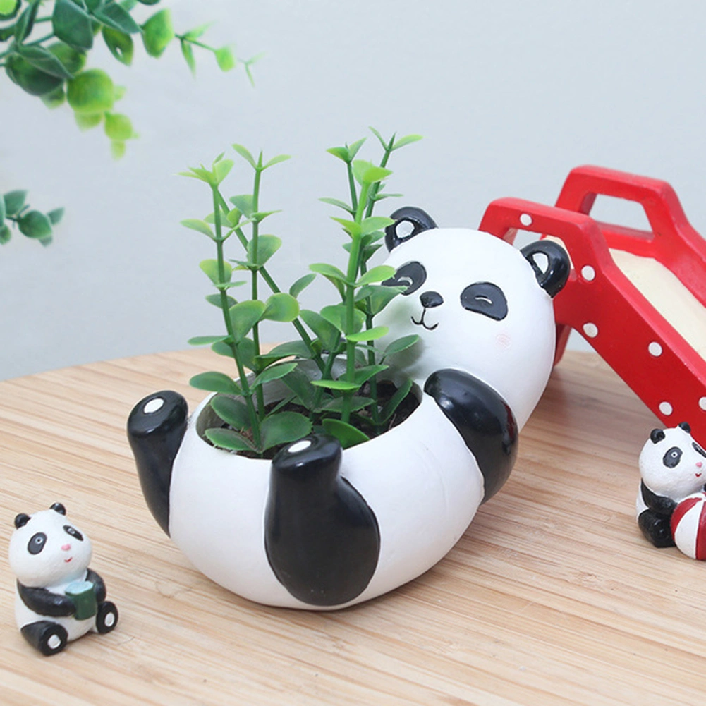 Mini Cute Panda Desktop Succulent Plants Flower Pot Home Garden Landscape Decor