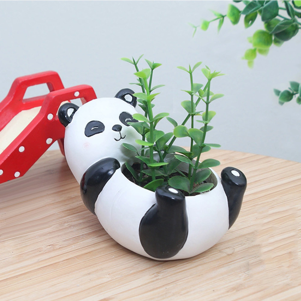 Mini Cute Panda Desktop Succulent Plants Flower Pot Home Garden Landscape Decor