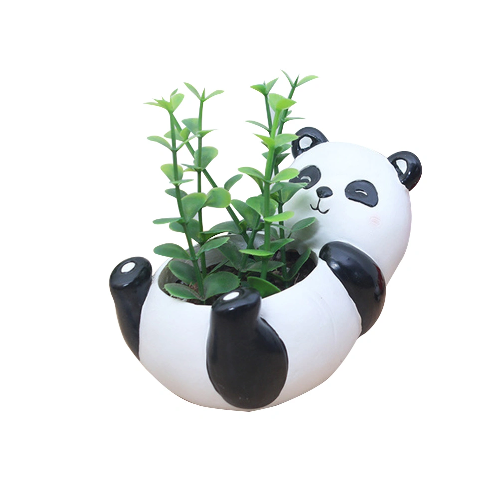 Mini Cute Panda Desktop Succulent Plants Flower Pot Home Garden Landscape Decor