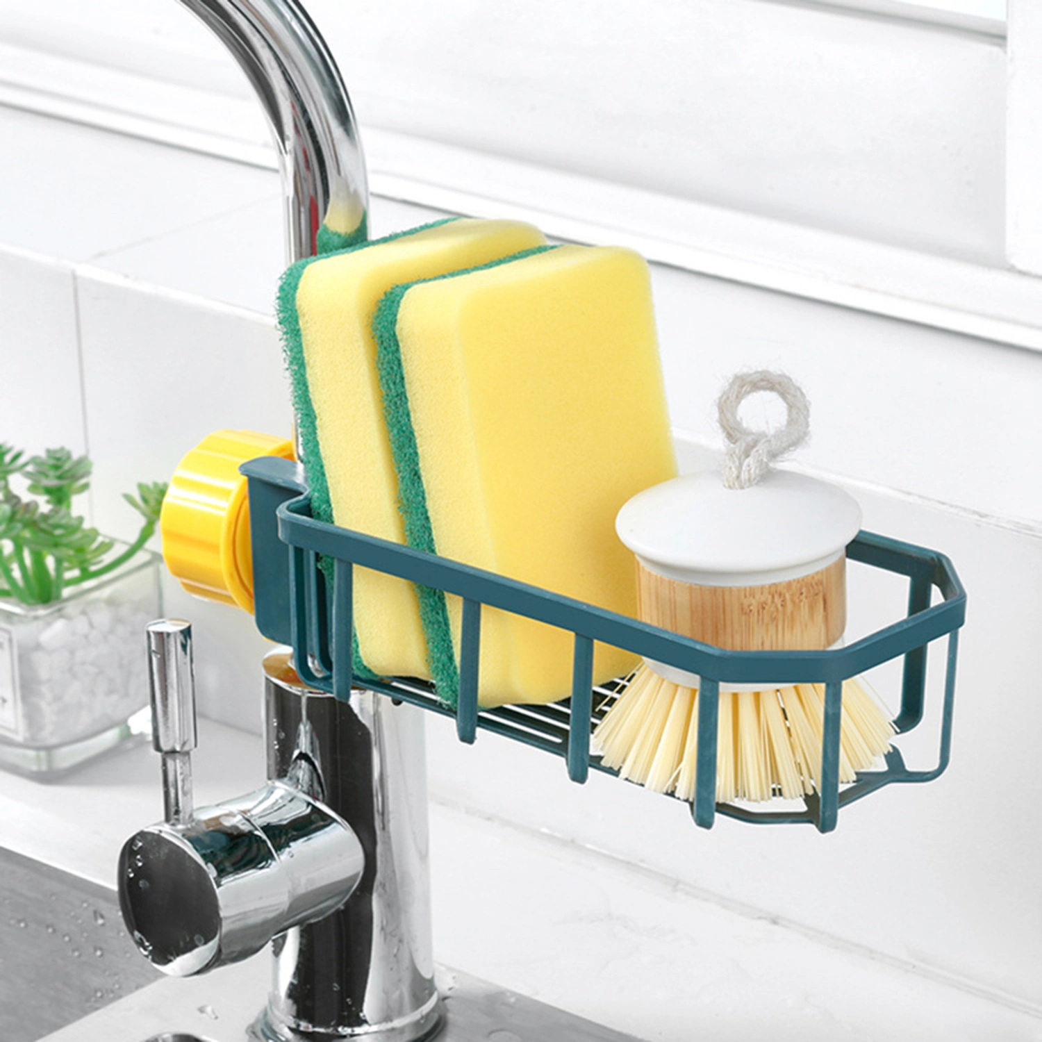 Faucet Organizer Moisture-proof Quick Drying PP Kitchen Sink Hollow Faucet Rack Washroom Supplies 
