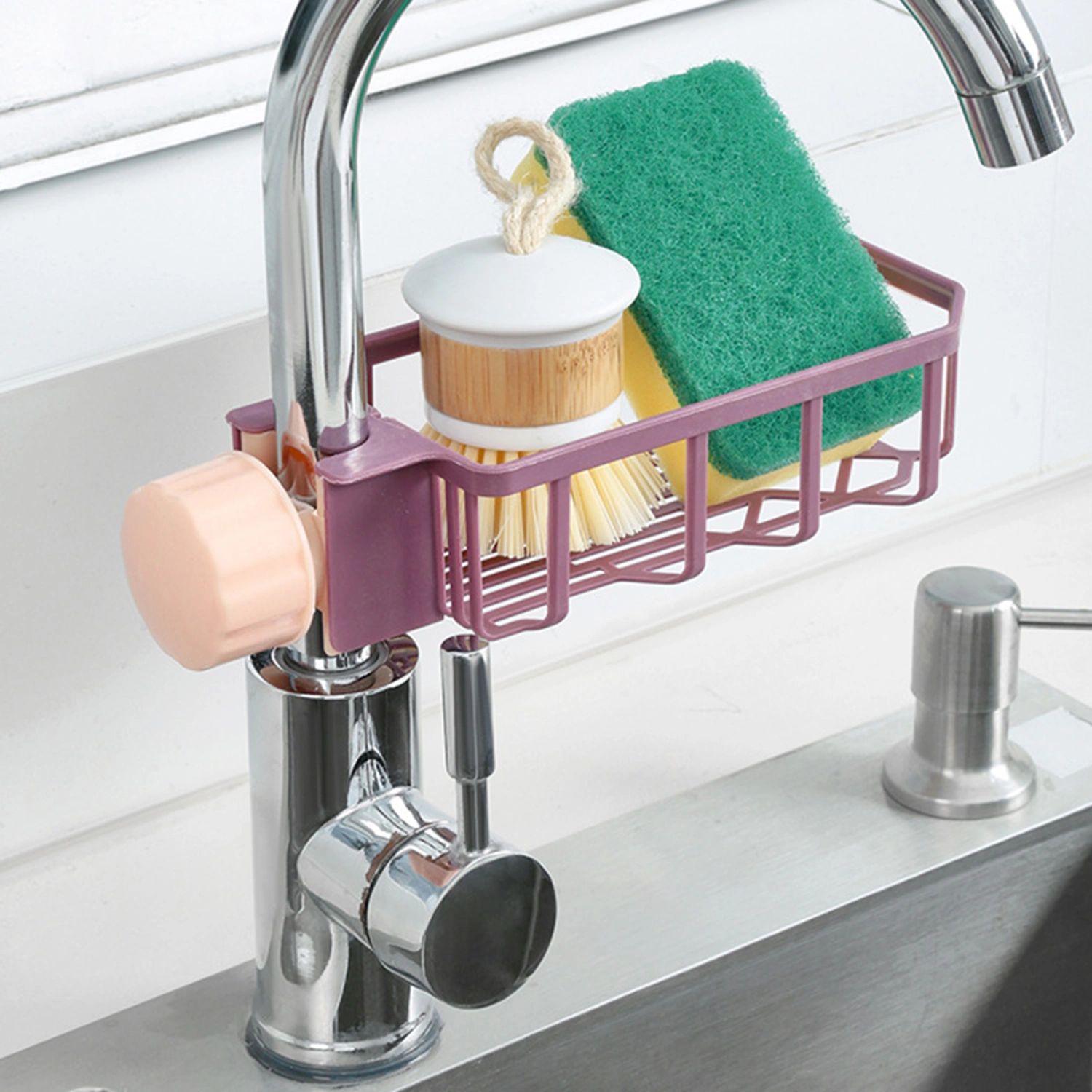 Faucet Organizer Moisture-proof Quick Drying PP Kitchen Sink Hollow Faucet Rack Washroom Supplies 