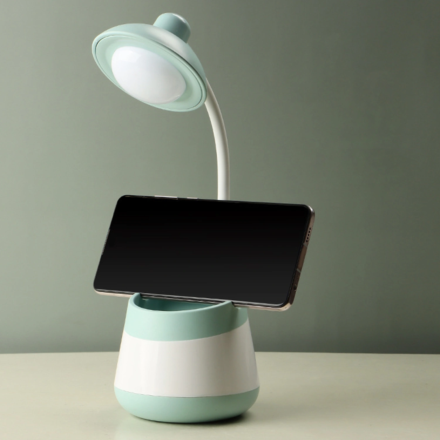 USB Charging LED Night Light Phone Pen Holder Eye Protection Learning Desk Lamp