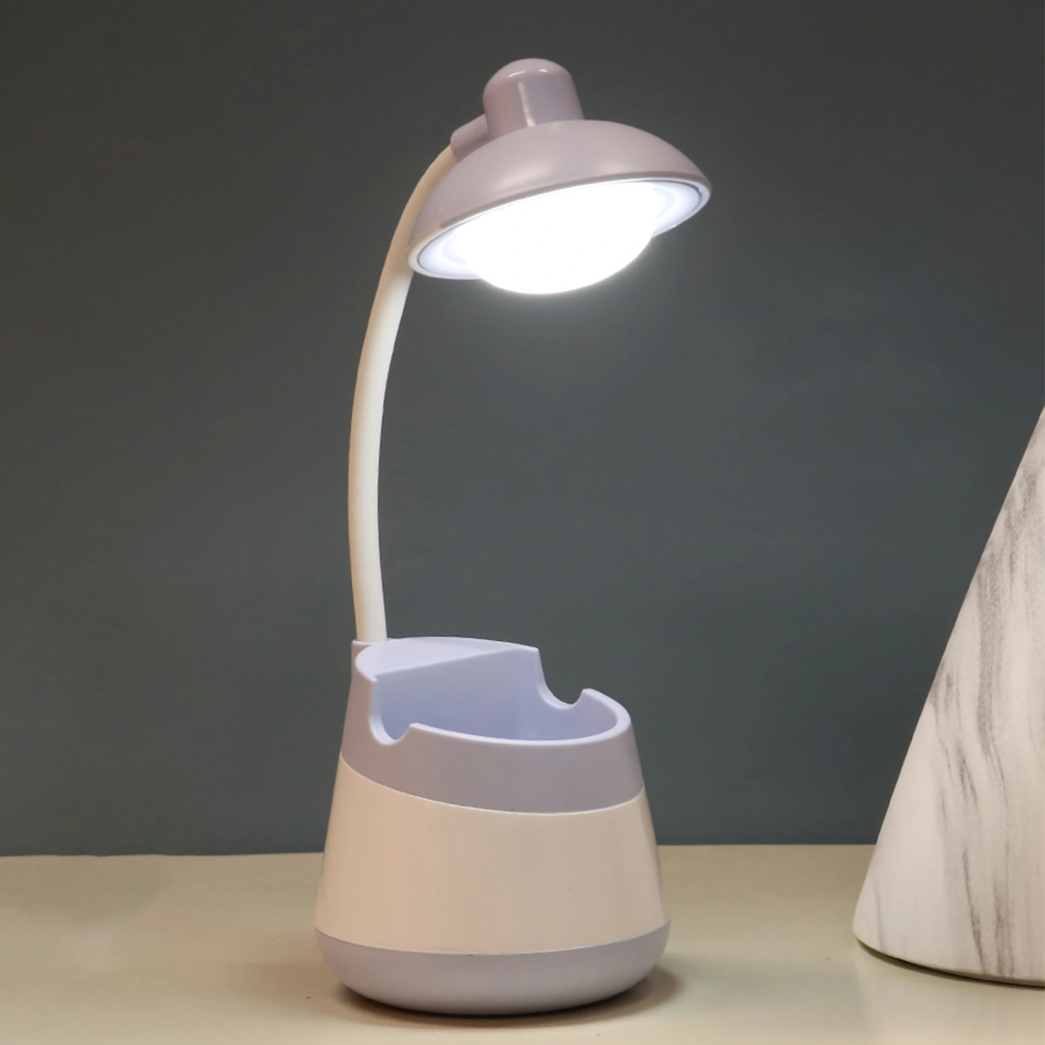 USB Charging LED Night Light Phone Pen Holder Eye Protection Learning Desk Lamp
