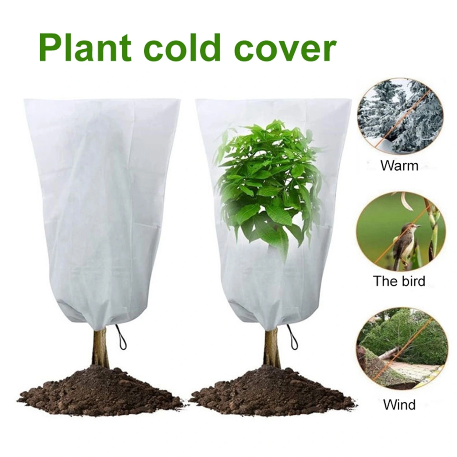Anti-Freeze Plant Cover with Drawstring Non Woven Fabric Winter Foldable Plant Protecting Bag Garden Supplies
