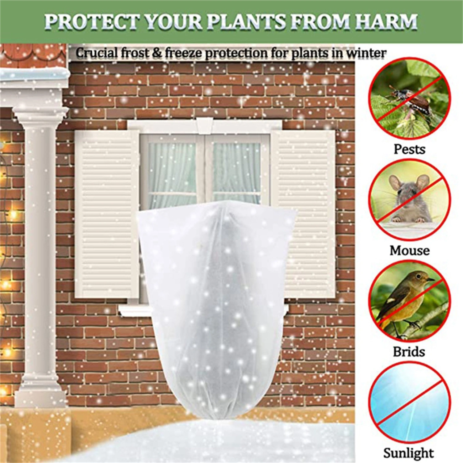 Anti-Freeze Plant Cover with Drawstring Non Woven Fabric Winter Foldable Plant Protecting Bag Garden Supplies