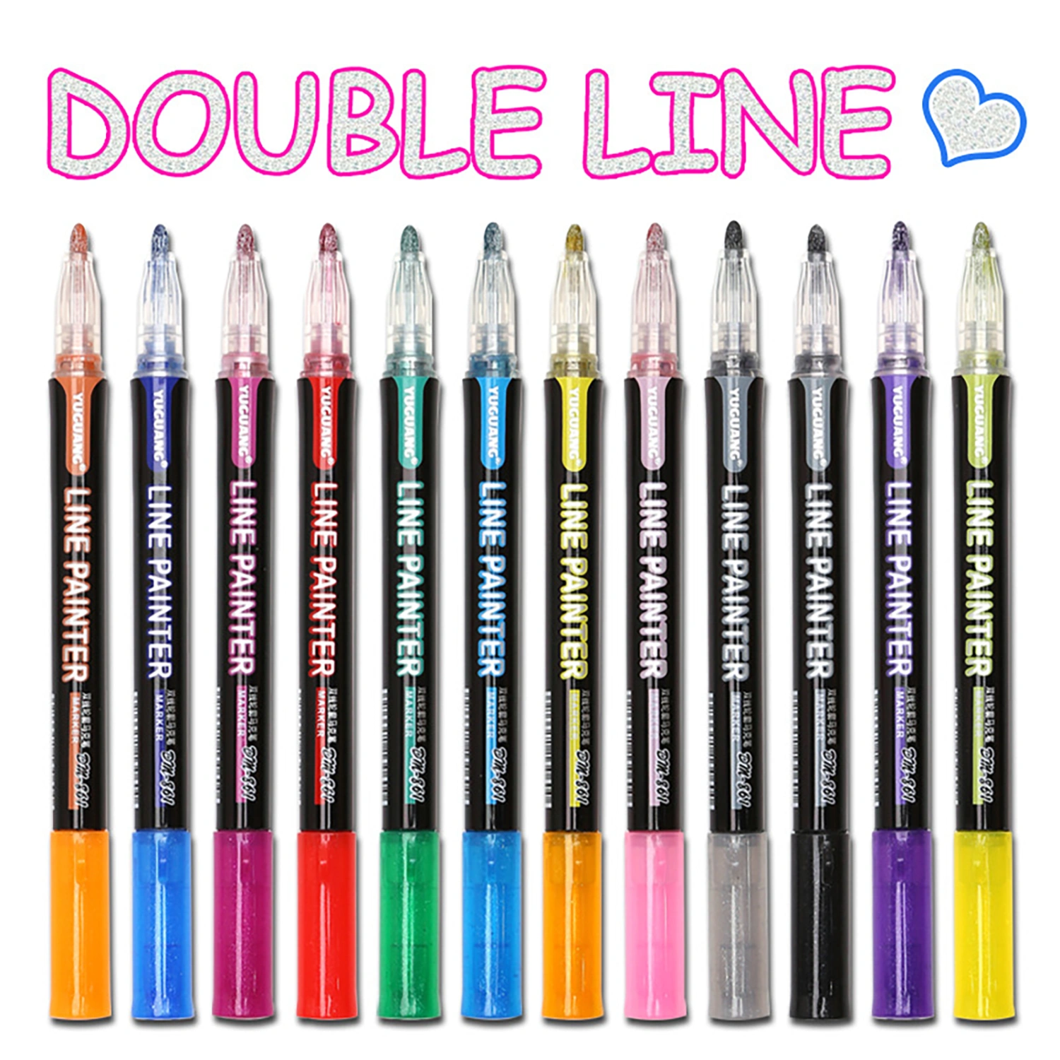8/12/24Pcs Paint Pen Fluorescent DIY Craft Fade Resistant Outline Double Line Pen Flash Marker School Supplies 
