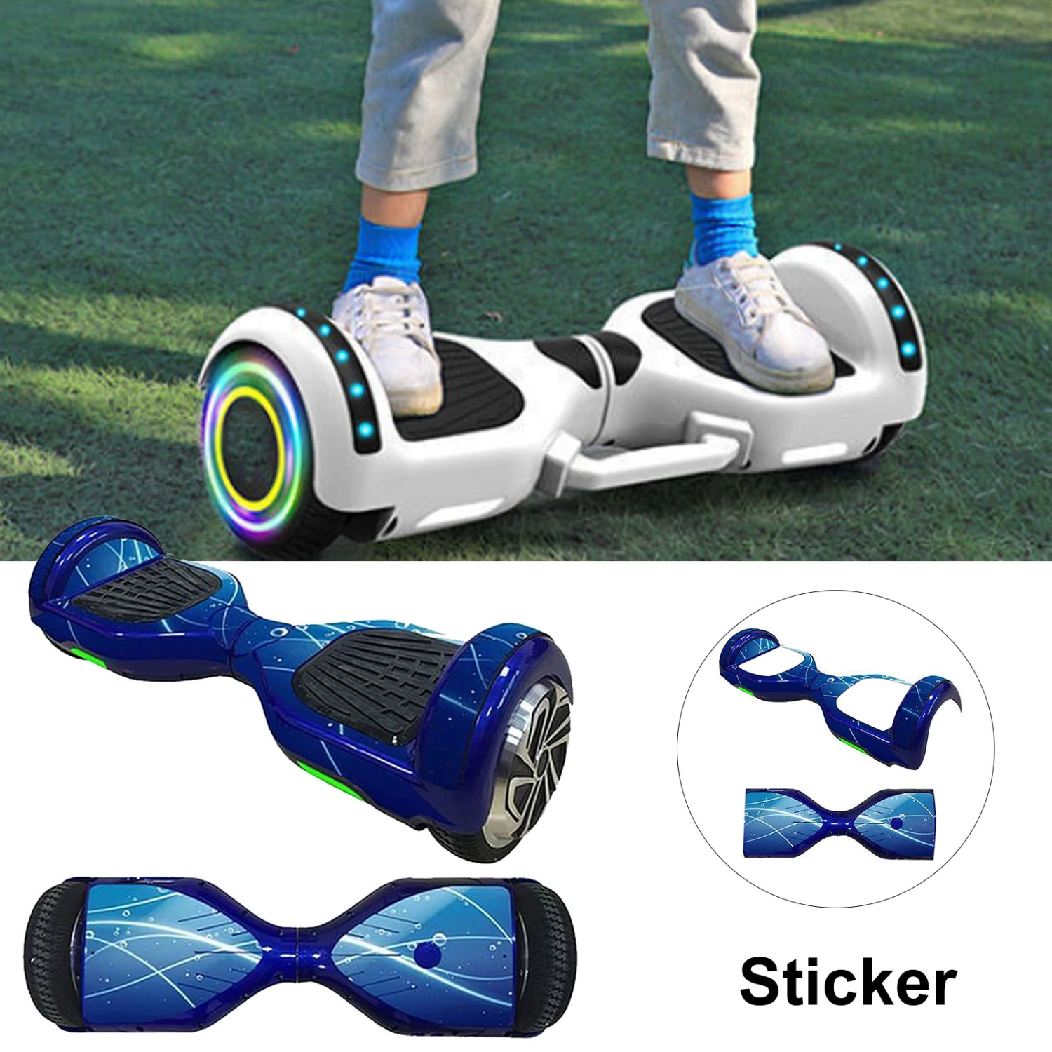 6.5 Inches Hoverboard Scooter Sticker Waterproof Strong Stickiness DIY Durable Self Balancing Scooter Decal Hoverboard Decoration 