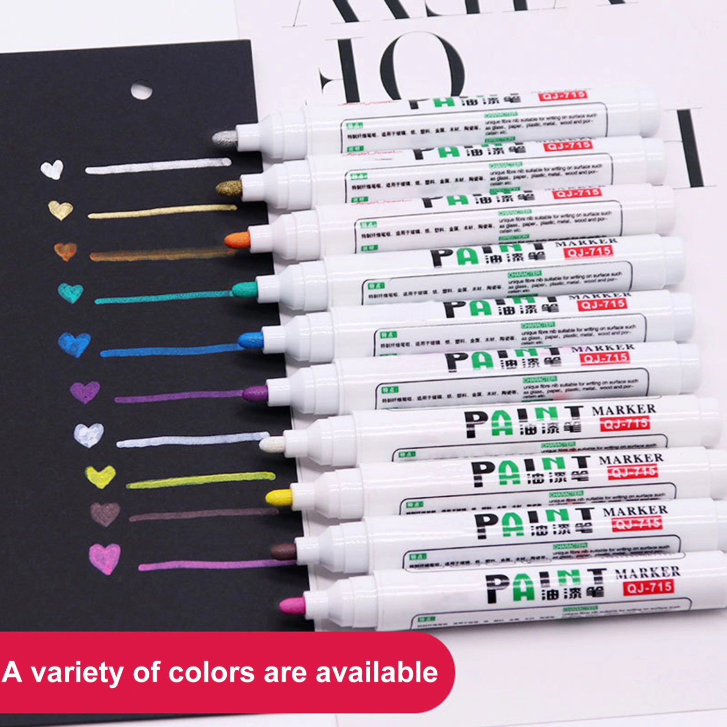 12Pcs Fill Paint Pen Fade-resistant Easy to Color Does Not Fall Off Water Based Non-slip Brush Portable Quick Dry Paint Marker Pens for School