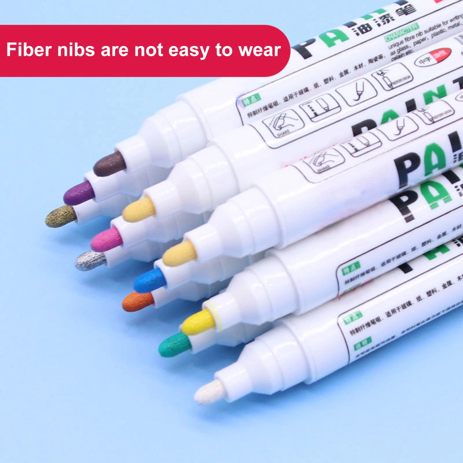 12Pcs Fill Paint Pen Fade-resistant Easy to Color Does Not Fall Off Water Based Non-slip Brush Portable Quick Dry Paint Marker Pens for School