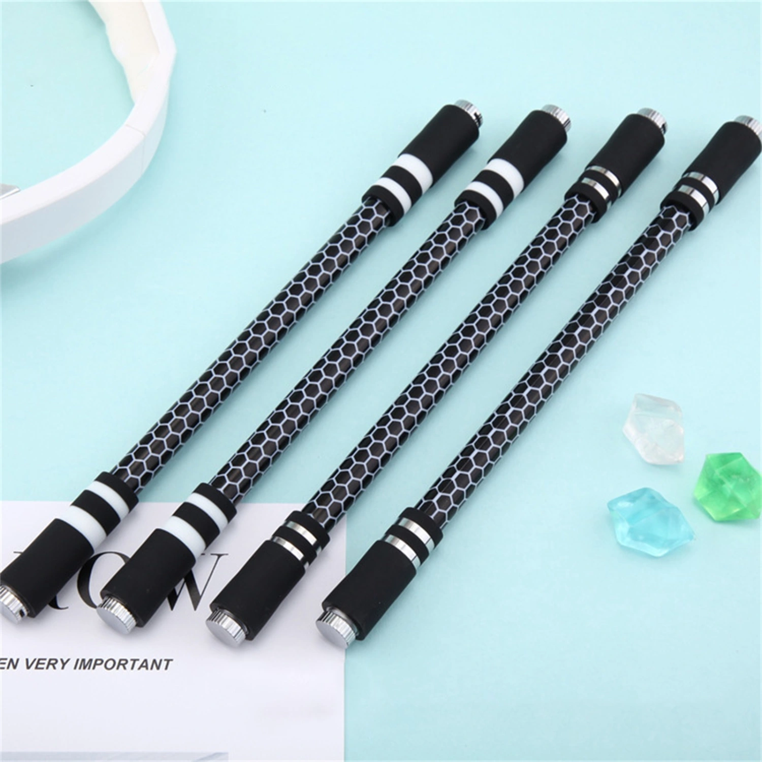 Shockproof Spinning Pen Flash Colorful Lights Decompress Exercise Hand-on Ability Finger Pen for Student