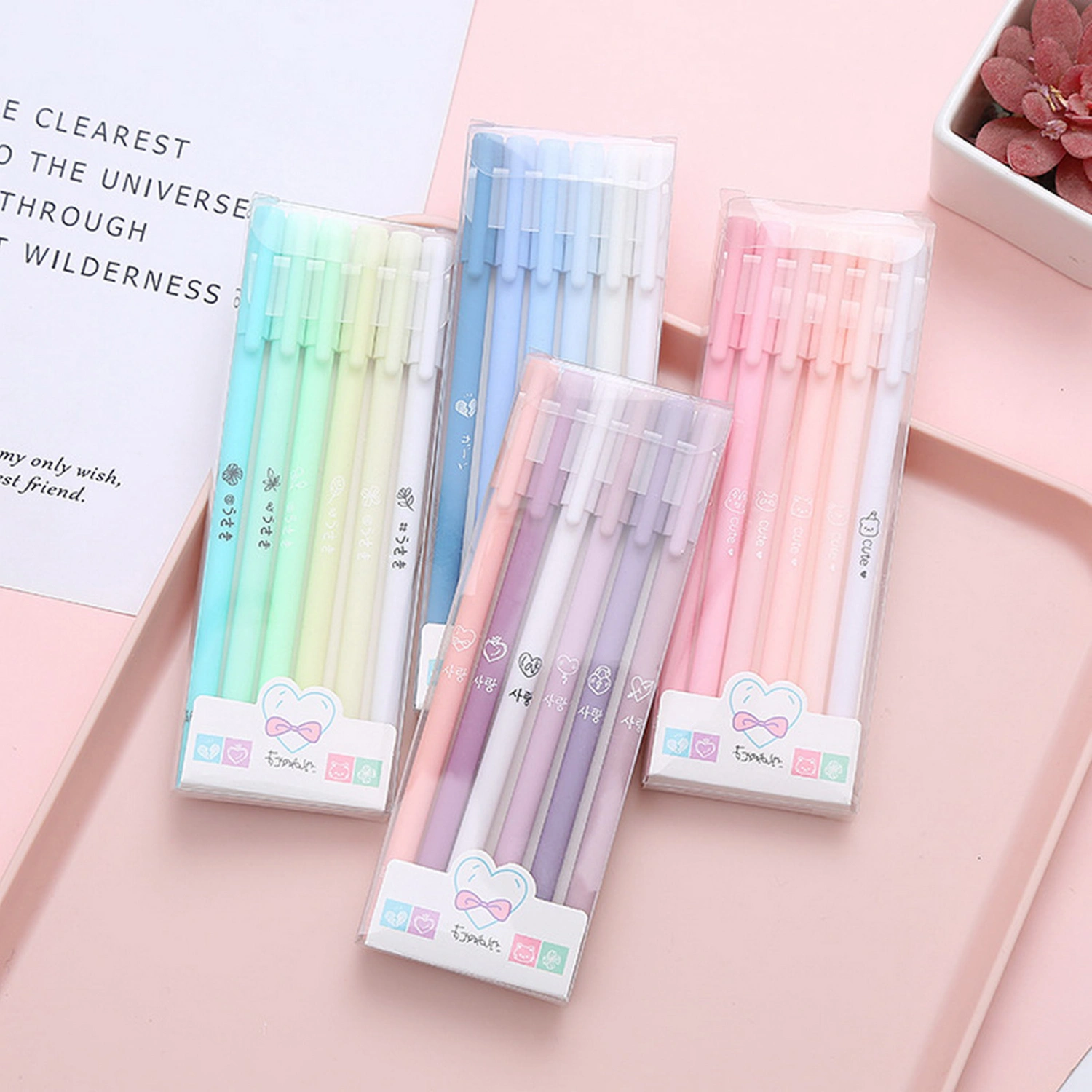 6Pcs Gel Pens Comfortable Grip Smooth Ink Output Writing Fluently Matte 0.5mm Ink Pens Non-slip Signature Ballpoint Pens for Office