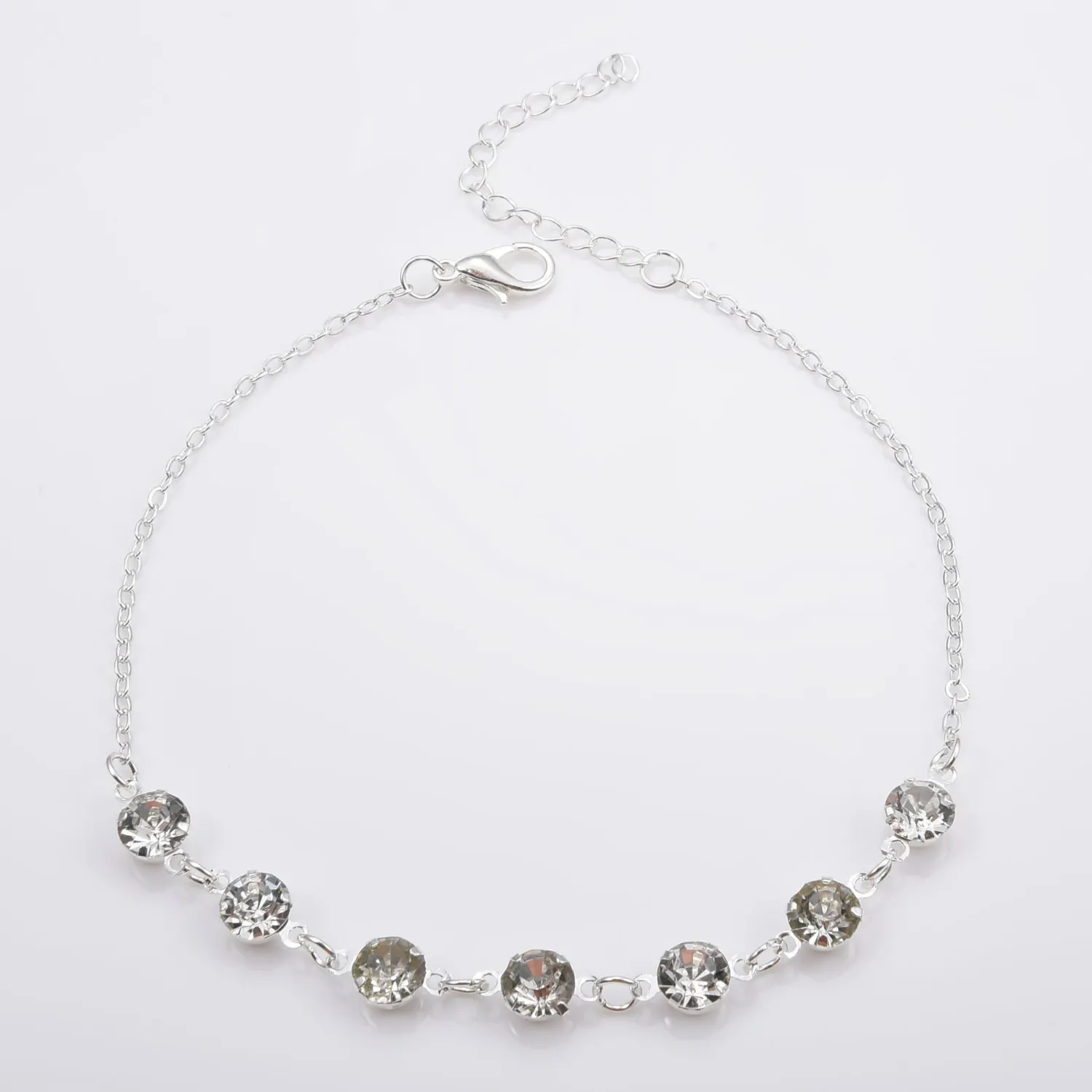 Simple Jewelry 7 Rhinestone Feet Chains Anklet