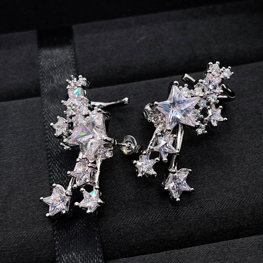 Bright Pentagram Fashion Earrings Zircon