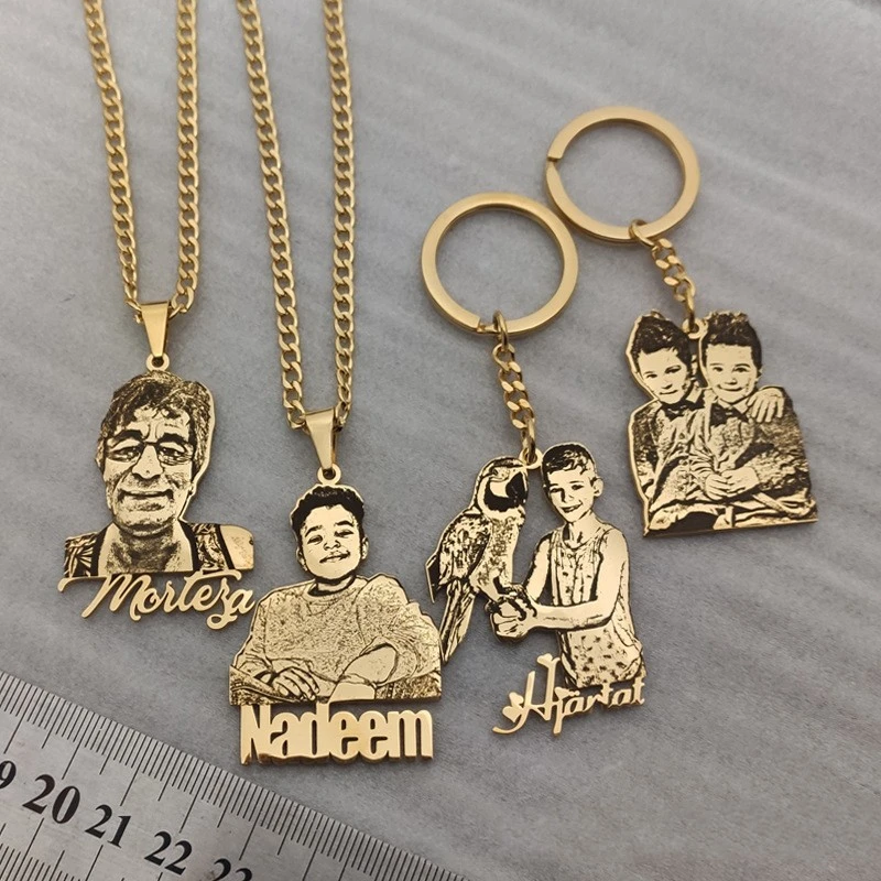 Customized Titanium Steel Diy Necklace Pendant For Couple Photos