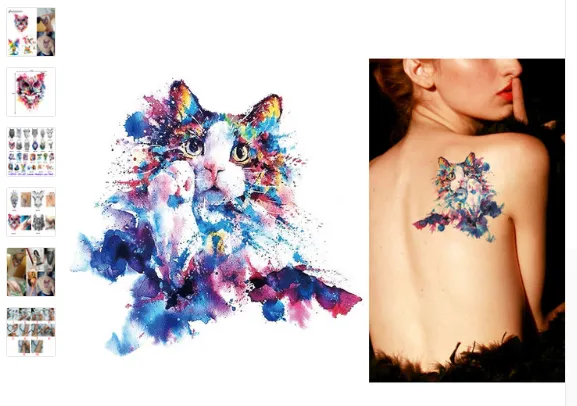 1 Sheet Colorful Drawing Temporary Tattoo Women Men Body Art Catoon Owl Decal Design KM-014 Waterproof Tattoo Sticker Watercolor