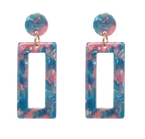 Marbled Rectangle Resin Earrings