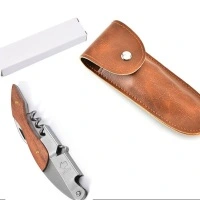 Wine opener with leather cover set