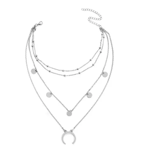 Multi-chain Crescent Charm Necklace