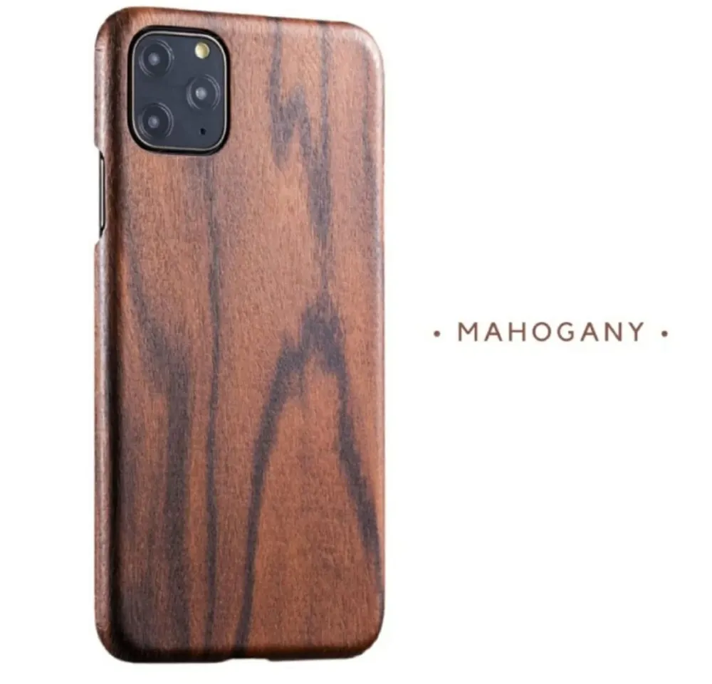 Compatible with Apple, For iPhone 11 Pro X XS Max XR walnut Rosewood MAHOGANY Wooden Back Case Cover