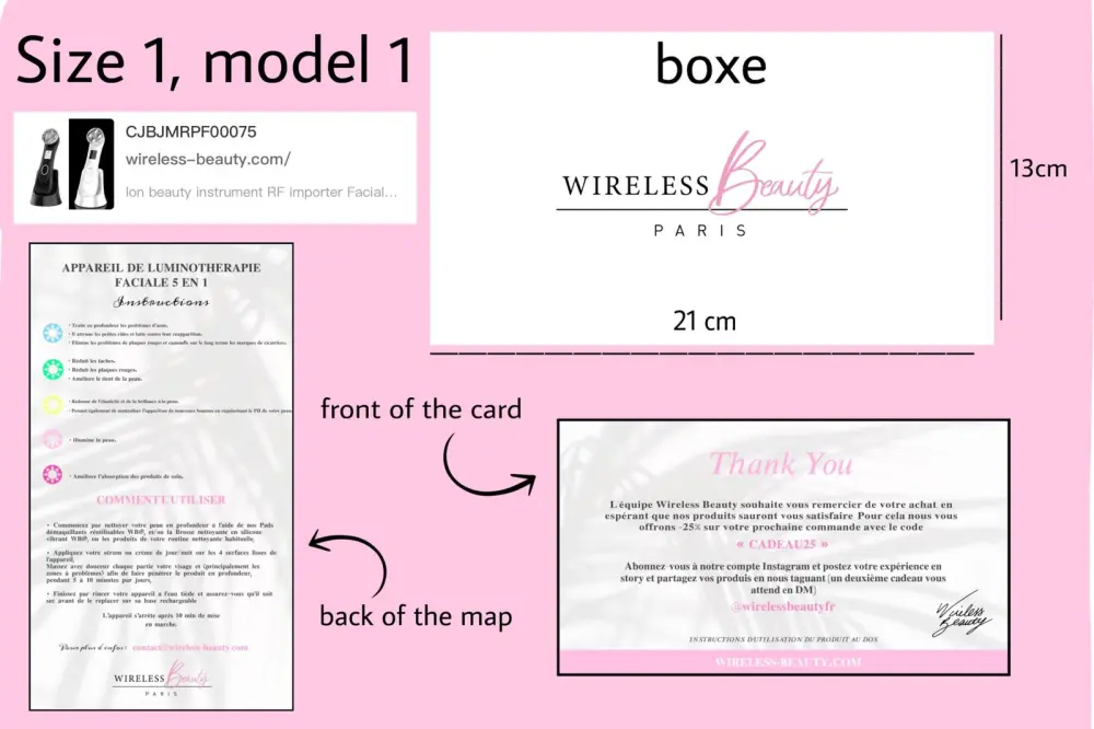 Wireless Beauty customized box and card Size 1