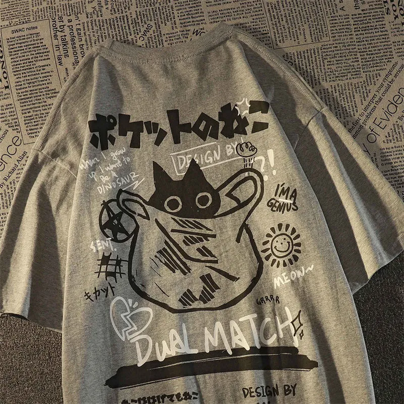 Short Sleeve Couple T-shirt Men's And Women's National Fashion Niche American Style Loose Versatile Ins Half Sleeve Couple's T-shirt