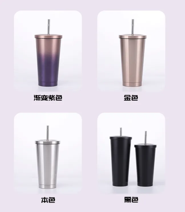 304 stainless steel straw insulation cup 500ml