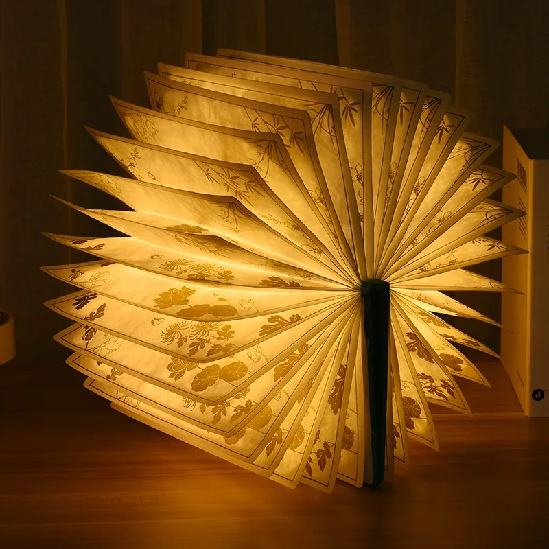 Creative book light LED Creative Folding book light Folding book light custom wood turning night light