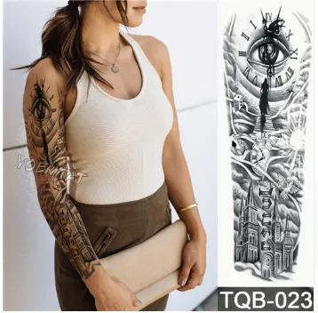 New 1 piece Temporary Tattoo Sticker Cross skull pattern roses Full Flower Tattoo with Arms Art Body Large Fake tattoo