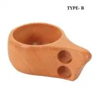 Outdoor Portable Reusable Natural Kuksa Mugs Rubber Wooden Cup