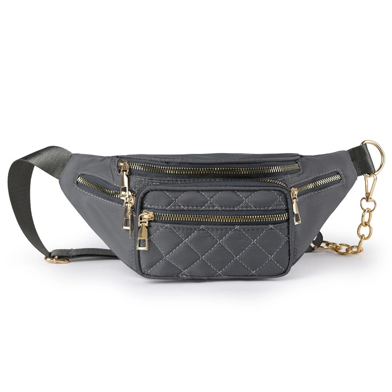 Slanted Diamond Embroidery Chain Shoulder Bag