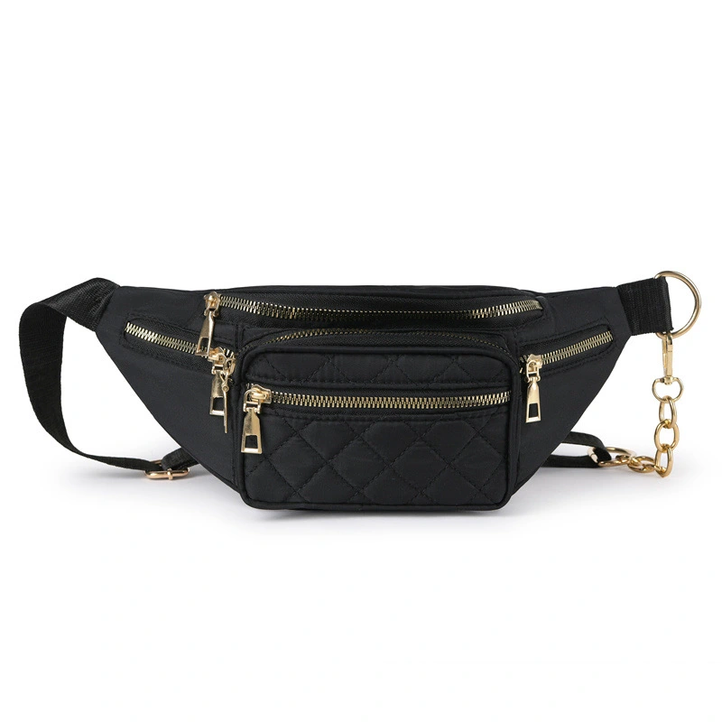 Slanted Diamond Embroidery Chain Shoulder Bag