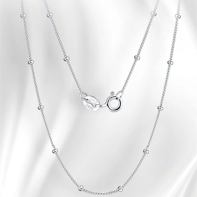 S925 Sterling Silver Side Beads Clavicle Necklace