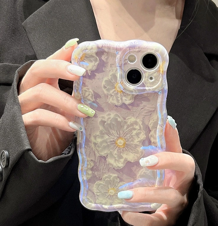 Blue Light Oil Painting Flower Mobile Phone Soft Case