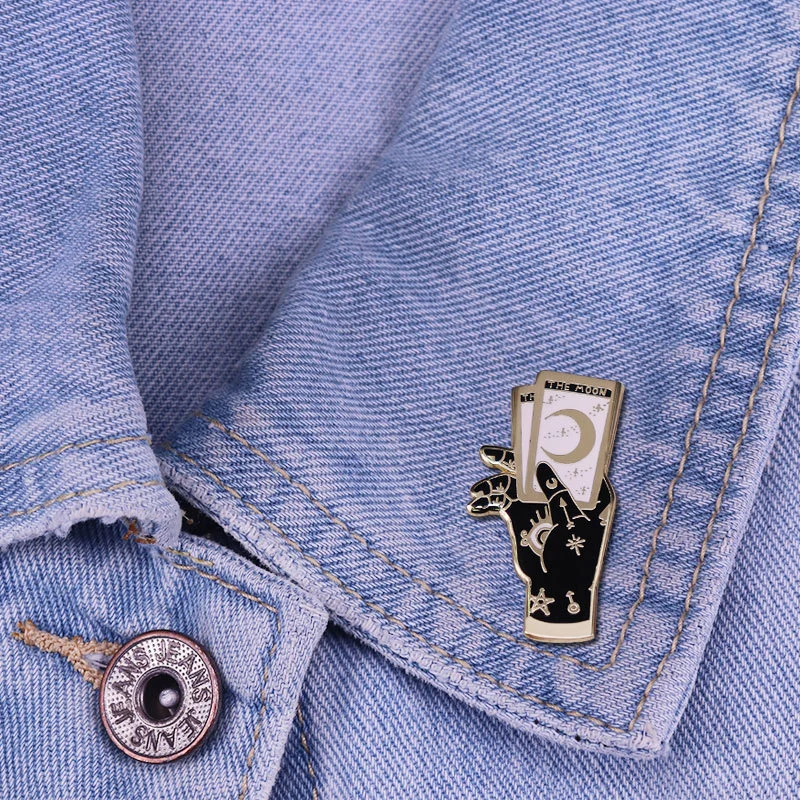 Mysterious Hand Brooch Moon Badge