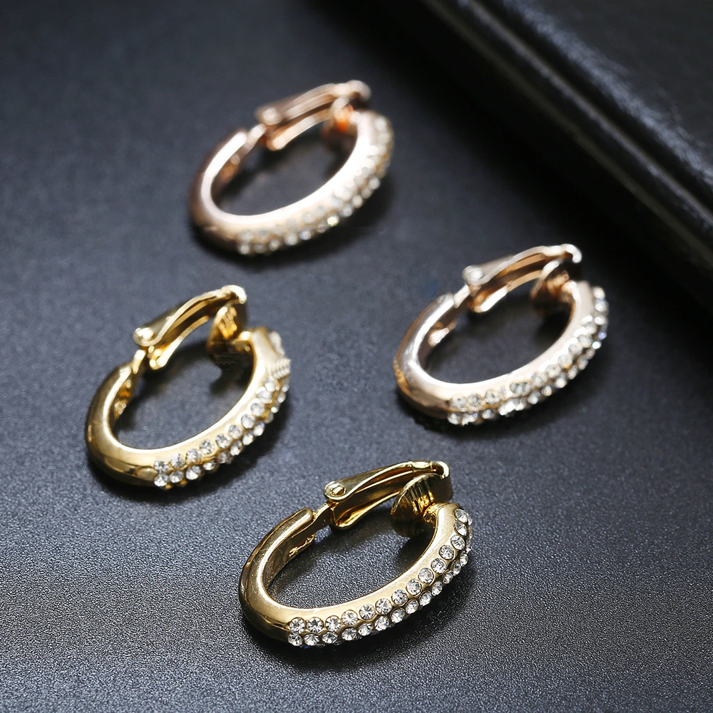 Women's Simple Round French Rhinestone Ear Clip