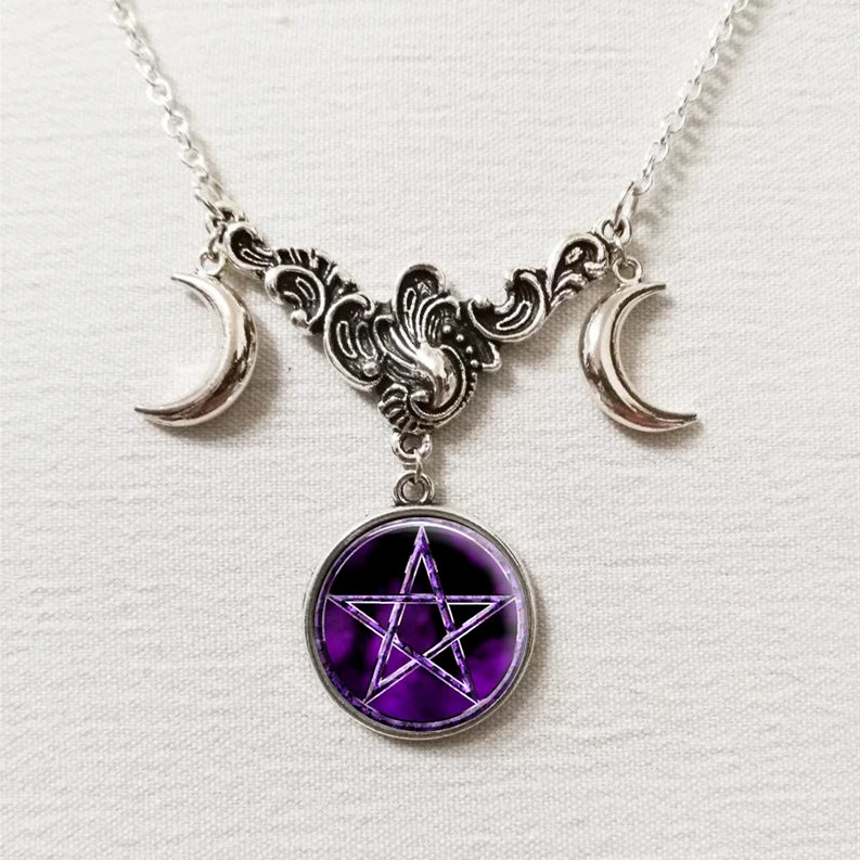 Fashion Triple Moon Silver Necklace