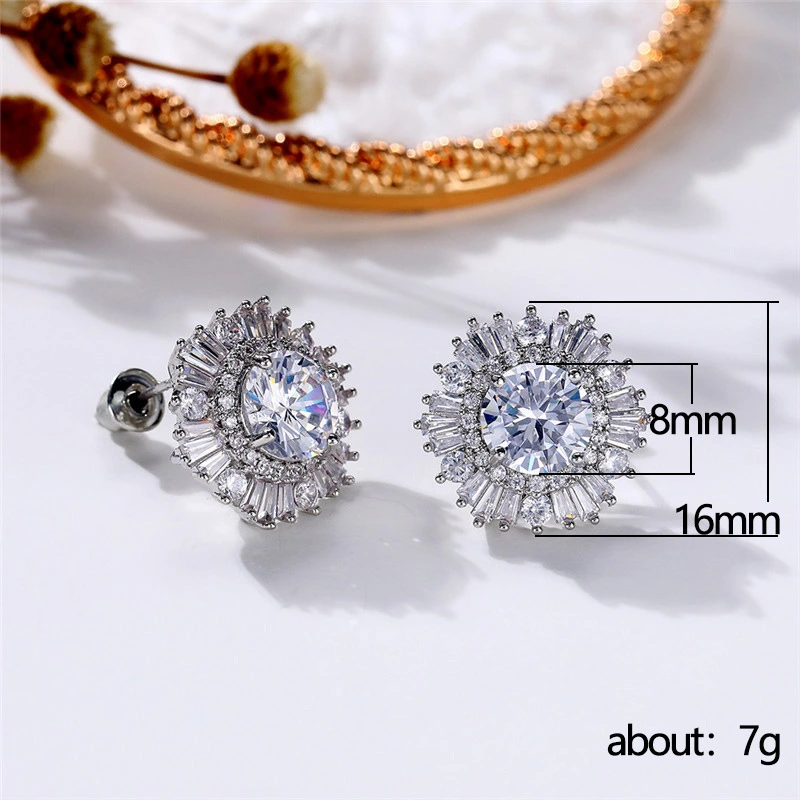 New High-end Luxury Full Rhinestone Zircon Snowflake Earrings