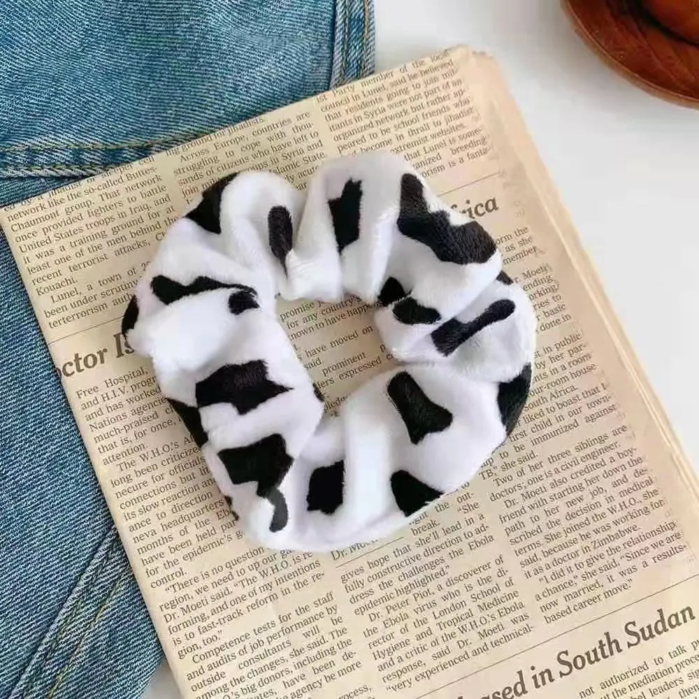 Cows Pattern Large Intestine Ring Plush Polka Dot