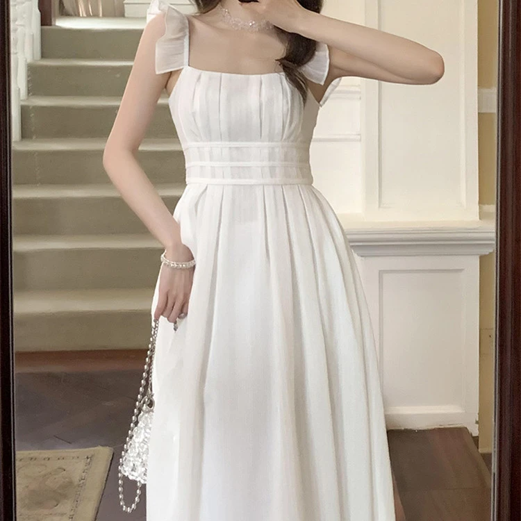 Women's Temperament Square Neck High Waist Slim Dress