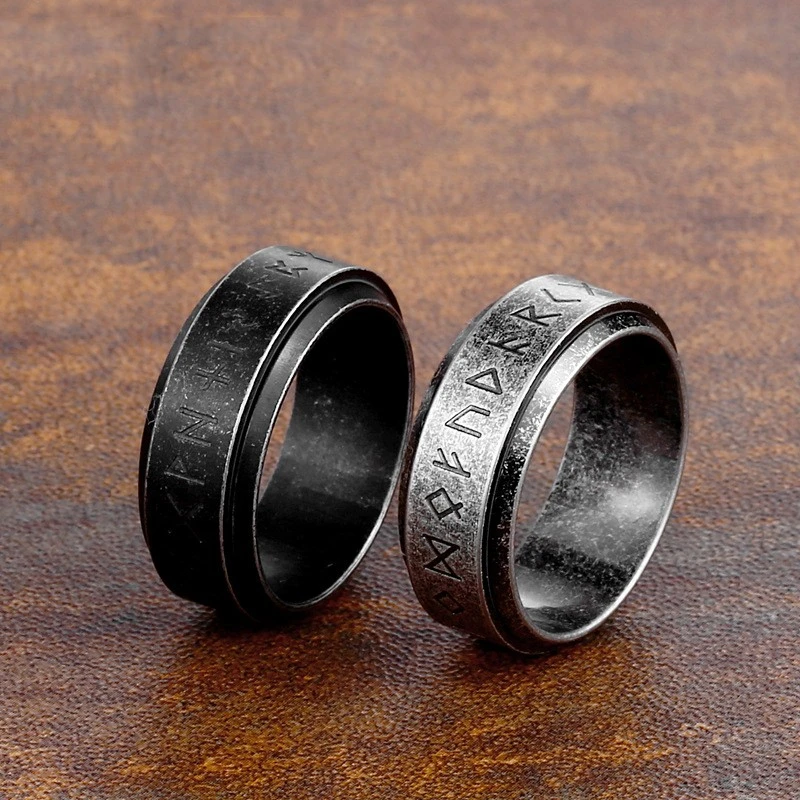 Nordic Retro Simple Titanium Steel Rotating Ring