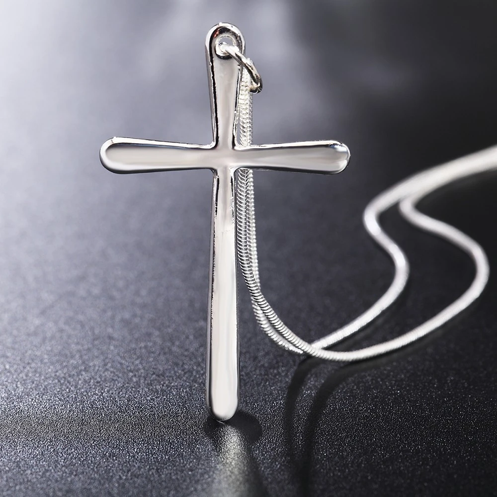 Women's Platinum Cross Alloy Necklace