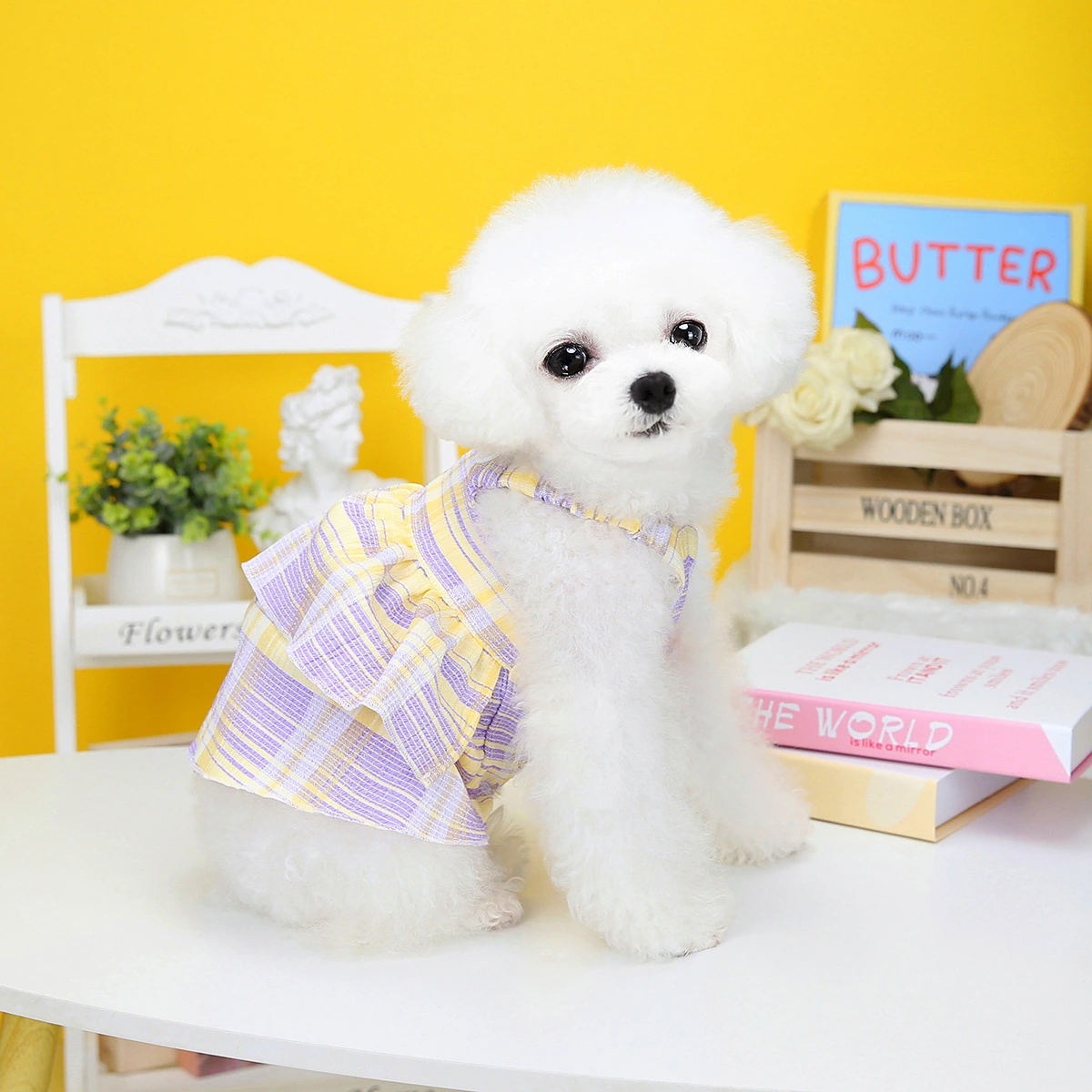 Pet Clothes Dog Plaid Layered Skirt