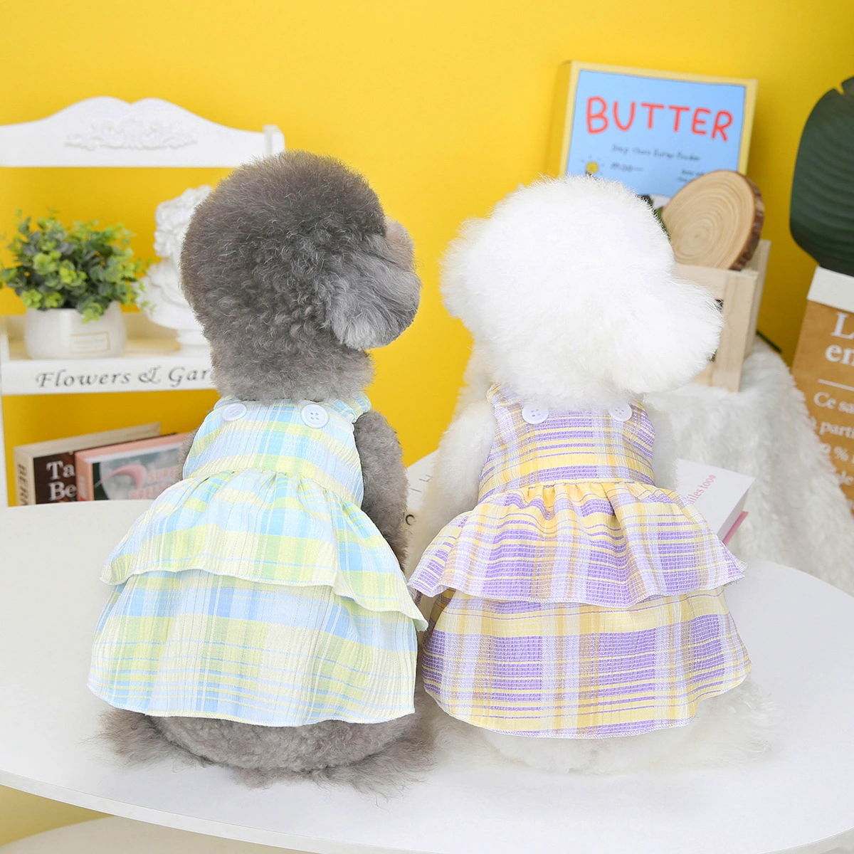 Pet Clothes Dog Plaid Layered Skirt